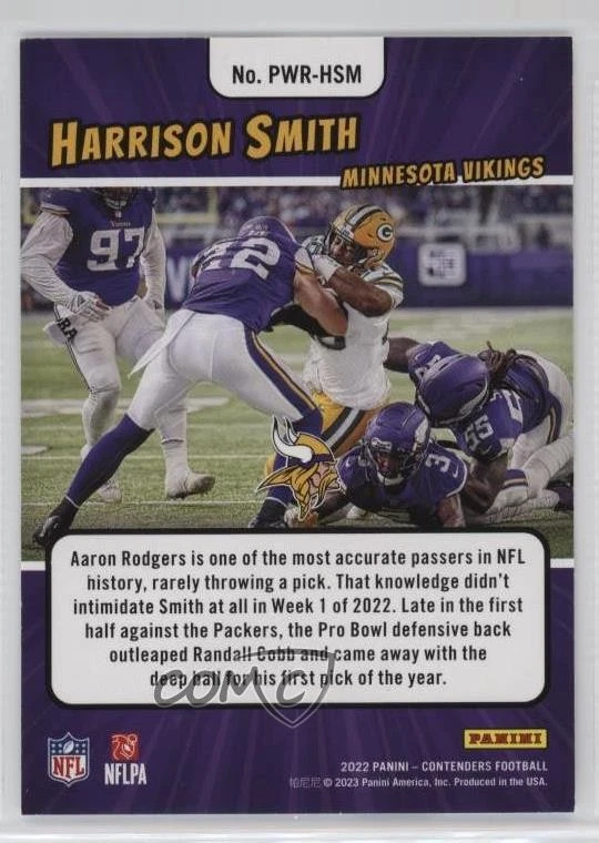 2022 Panini Contenders Power Players Silver /99 Harrison Smith #PWR-HSM - Image 2 of 2