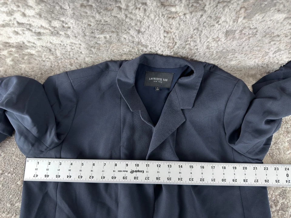 Куртка блейзер Lafayette 148 размер L карьерная с вырезом открытая спереди темно-синяя с подкладкой - Изображение 4 из 4