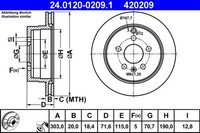 2X Bremsscheibe ATE 24.0120-0209.1 FüR Opel Antara Chevrolet Captiva L07 C100