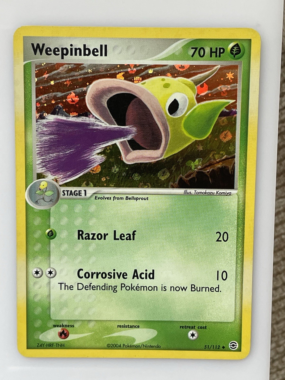 Weepinbell 51/112 FireRed & LeafGreen Reverse Holo Moderately Played 2004