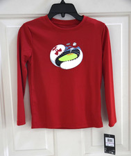 NWT Under Armour Boy's Size 6 Baseball Graphic Long Sleeve Red T-shirt