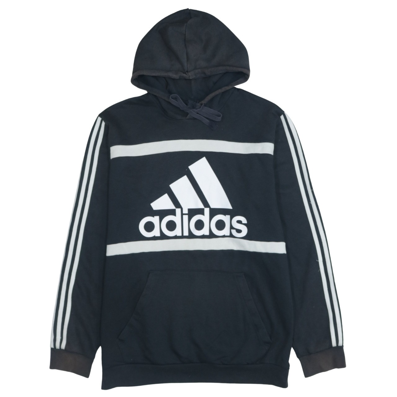 Adidas Mens Hoodie Black Fleece Hooded Graphic Logo Kangaroo Pouch Pocket XL