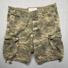 Vintage Y2K Abercrombie Fitch Camo Heavy Army Military Cargo Shorts Men s 33
