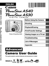 Canon POWERSHOT A530 A540 Digital Camera User Owner Instruction Manual