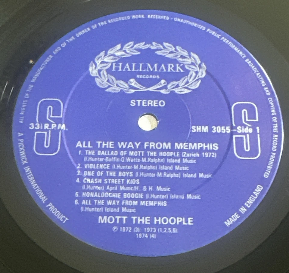 Mott the hoople All The Way From  Memphis Vinyl Lp Record EX / VG - Image 4 of 4