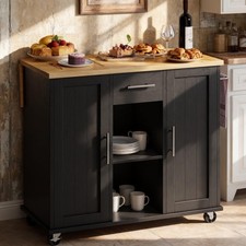 Rolling Kitchen Island Cart with Wheels Drop Leaf Towel Rack Drawer Storage