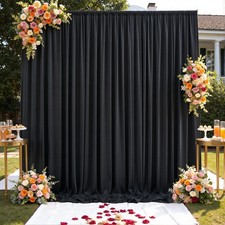 10x10FT Black Backdrop Curtains for Parties - 2 Panels 5x10FT Polyester Backd...