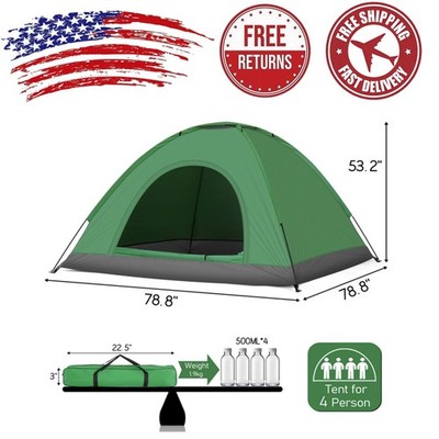 Camping Dome Tent 3-4 Person Army Green Waterproof Easy Setup