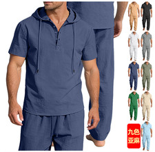 Mens Cotton Linen Shirts and Pant sets Beach Yoga Sweatshirts Outfits Casual Set