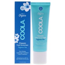 COOLA Organic Face Sunscreen SPF 50 Fragrance Free 1.7 fl oz   New