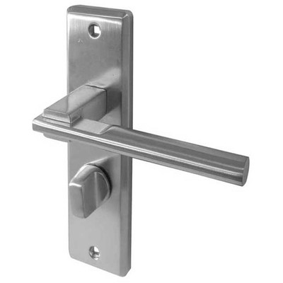Satin Chrom Suite Türgriff mit Badplatte - Einzigartiges Retro Design -