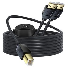 USB Printer Cable Splitter with Switch 2 in 1 USB B to Dual USB A Male Splitt...