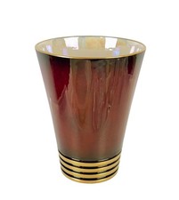 ANTIQUE Carlton Ware Rouge Royale Vase Gold Accents 4 Ring Collar Base