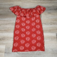 Madewell Silk Off The Shoulder Palm Print Sheath Mini Dress XS Red Summer Beach