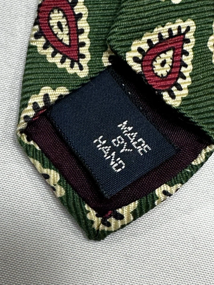 "Corbata vintage Polo Ralph Lauren verde floral cachemira seda para hombre EE. UU. 57"" X 3 3/4""" Foto 3 de 4