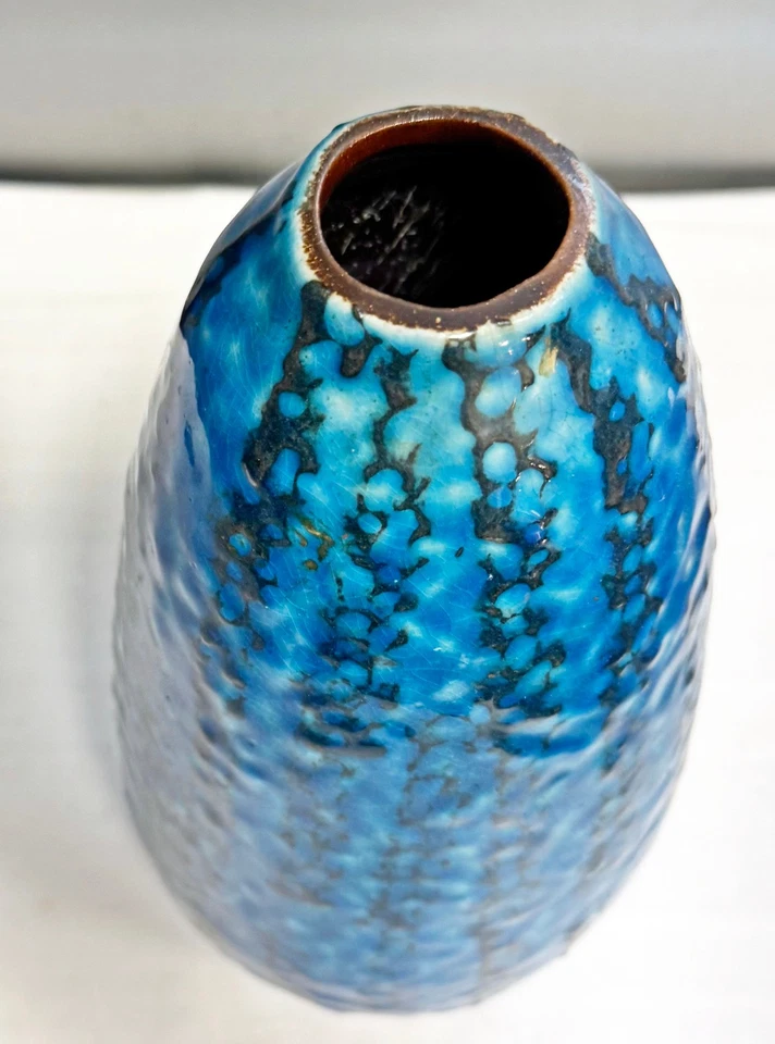blaue Keramikvase * Scheurich * Lava Vase * 30 cm 60er 70er Jahre - Bild 2 von 4