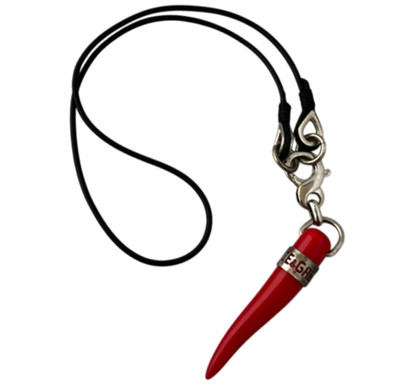 Dolce & Gabbana Necklace Italian Red Horn Black Cord Good Luck Length: 18.5''