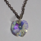 Vintage Crystal Heart Pendant On 19 1/2" Silver Tone Necklace — photo 2