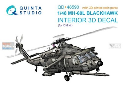 QTSQD48590R 1:48 Quinta Studio Interior 3D Decal - MH-60L Black Hawk + Resin