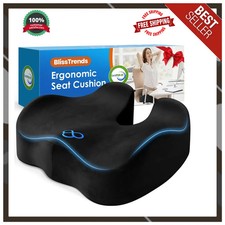 BlissTrends Memory Foam Seat Cushion for Office Chair  Car Seat, Black