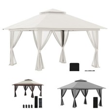 Outsunny Gazebo 4x4 Pieghevole con Fori di Drenaggio e Zanzariere