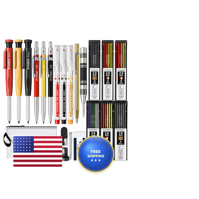 Stageek 22 Pack Mechanical Carpenter Pencil Set Sharpener 60 Refills Automatic