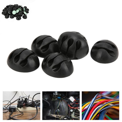 ✦ 50pcs Cable Clip 3 Hole Silica Gel Anti‑Corrosion Black Adhesive Wire Manageme - Afbeelding 2 van 12