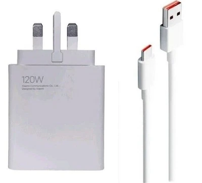 Xiaomi 120W Ultra Fast Charger UK Plug With USB-C 6A Cable