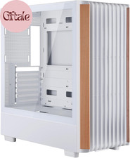 ATX Mid Tower Gaming PC Case - Tempered Side Glass Panel - Dual Chamber - Walnut