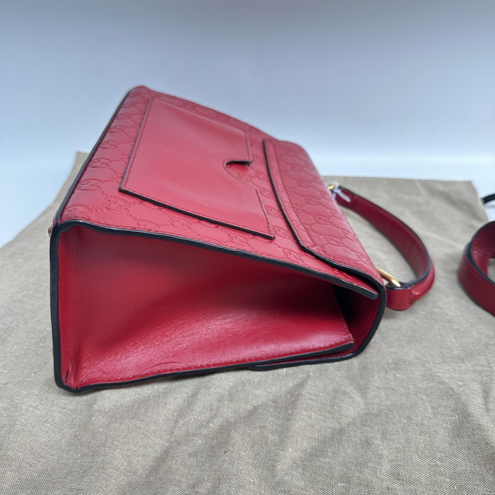 Red Guccissima Signature leather Padlock Top Handle Bag - ## image 5