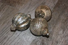 3 Vintage Decorative Balls Orbs Spheres The Bombay Store. Silver & Gold. Wood?