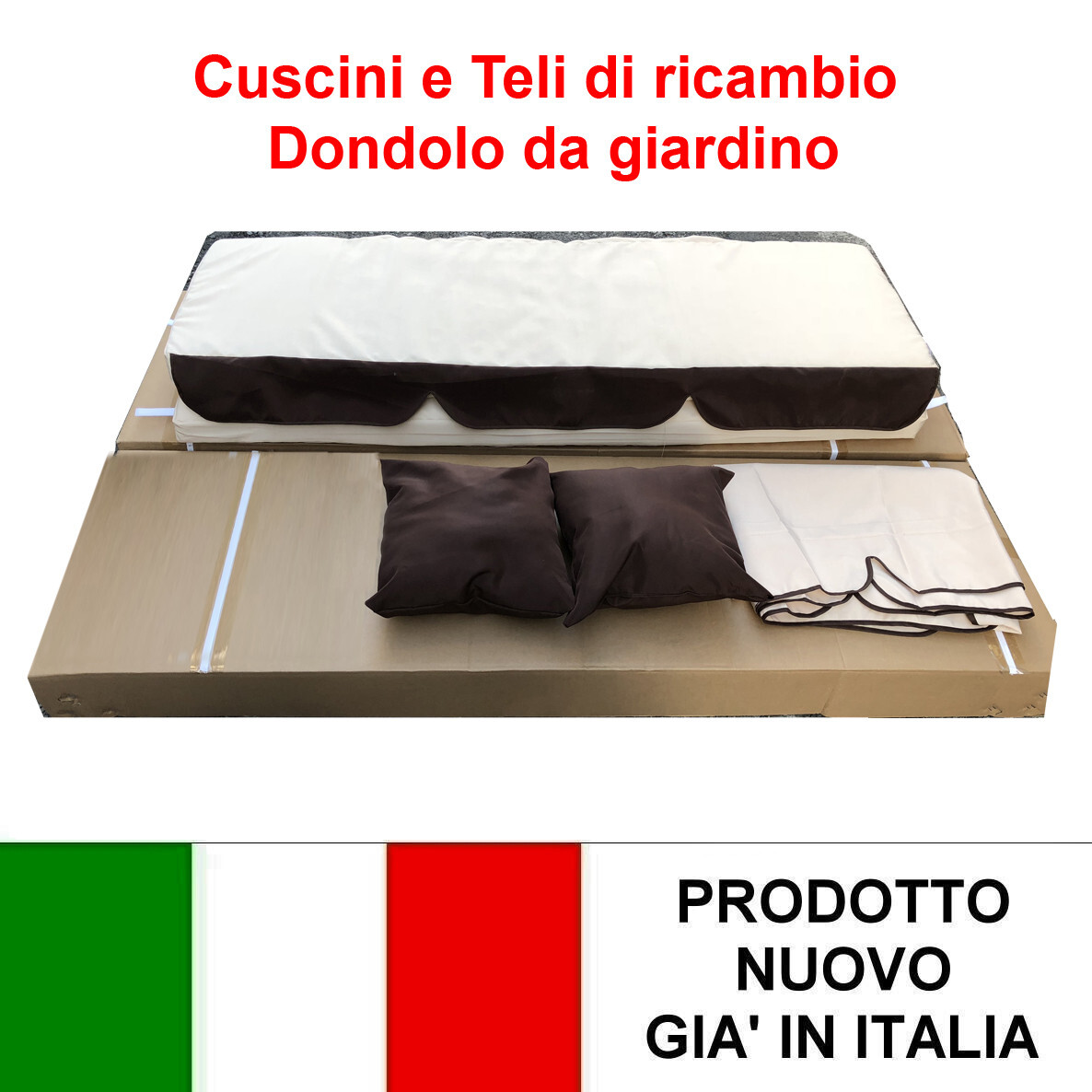 TELO E CUSCINO DI RICAMBIO DONDOLO DA GIARDINO POSTI CON TETTO