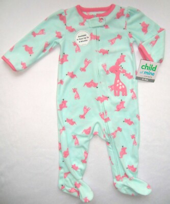 Carters Strampler Gr. 56/62 NEU ! Schlafanzug Giraffe Fleece türkis rosa Tiere
