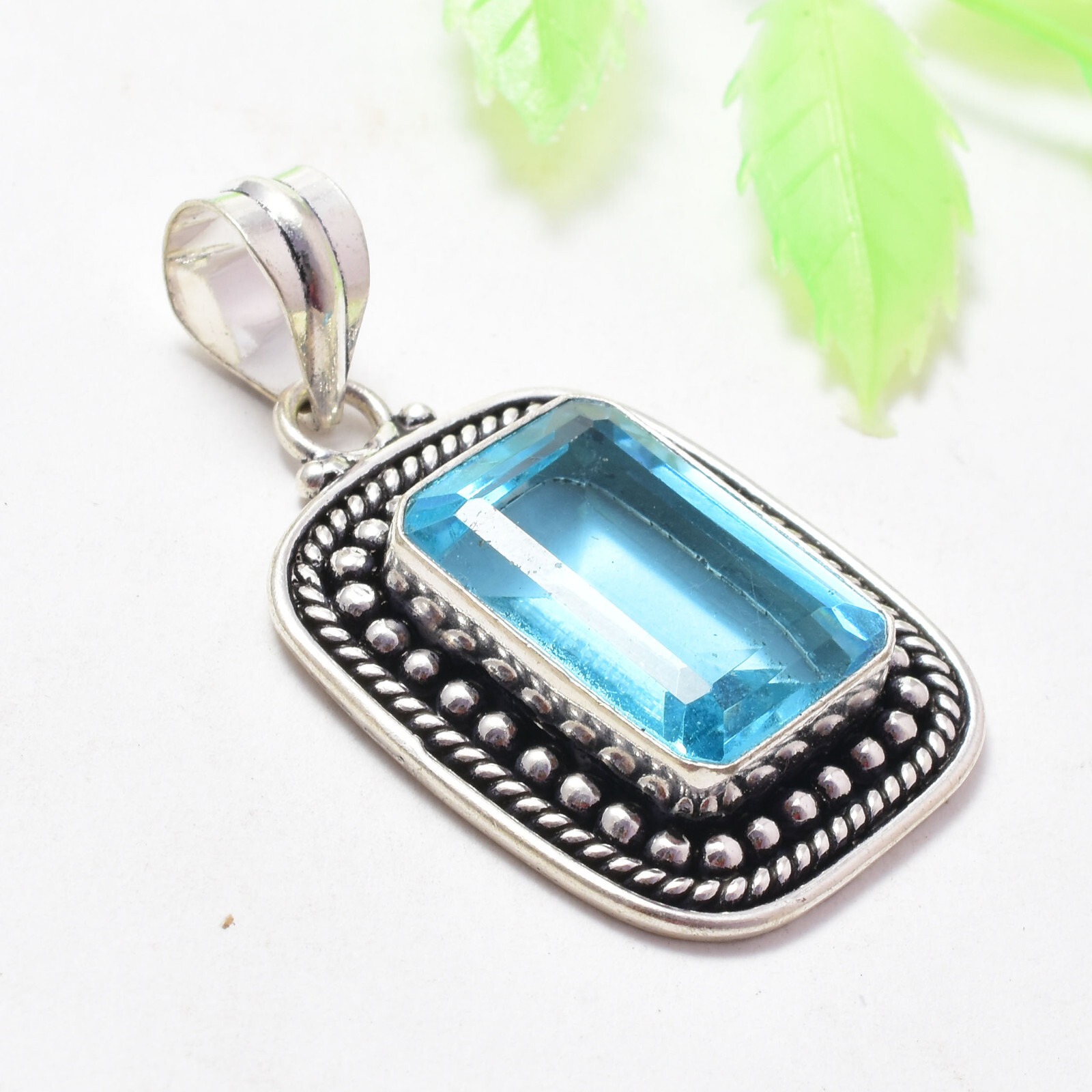 Swiss Blue Topaz Gemstone 925 Sterling Silver Handmade Pendant | eBay