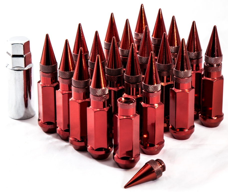 AodHan XT92 12X1.25 Cold Steel Spiked Lug Nuts (Red Set of