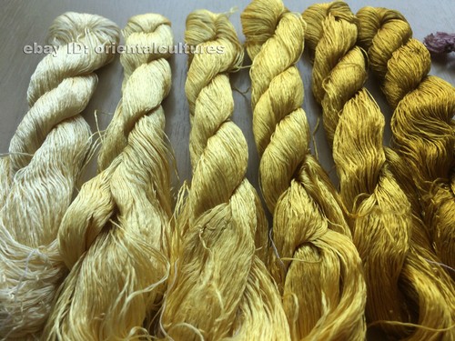 6bundles 100%natural mulberry silk,hand-dyed embroidery yellow silk floss/thread - Picture 10 of 12