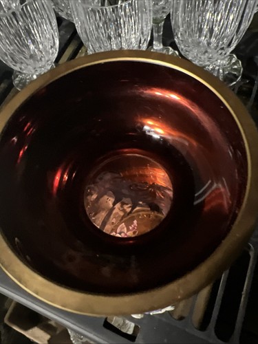 Gorgeous Large Bohemian Gilded 24K Czech Enamel Hand Cut Pink Crystal Vase 10” - Picture 2 of 24