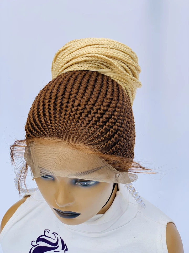 Peluca trenzada cola de caballo, trenzas de caja, peluca trenzada de encaje completo, peluca trenza, Updo senegalés Foto 3 de 4