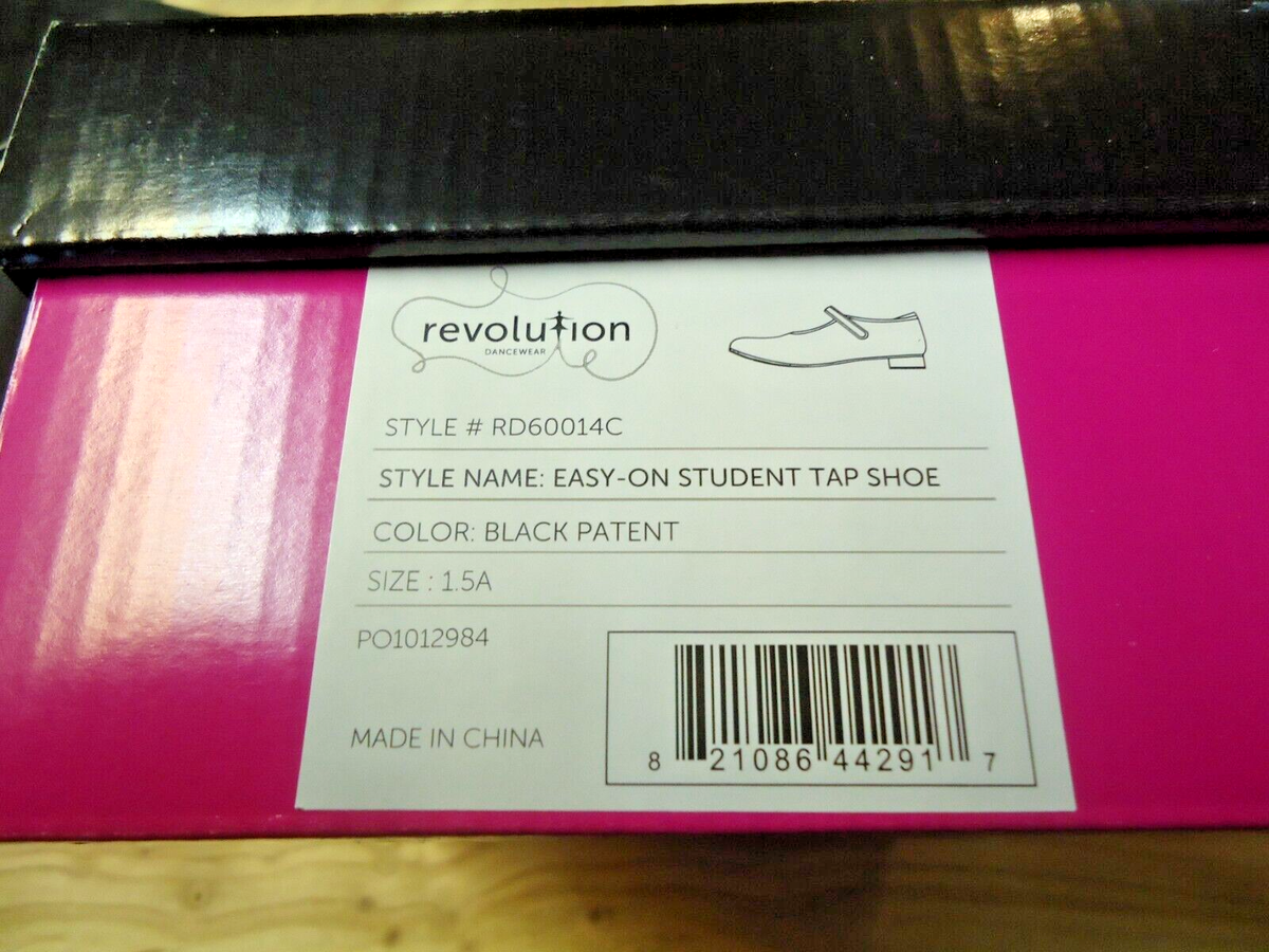 Revolution Easy On Study Tap Dance Shoe US 15 A ADULT Black Patent