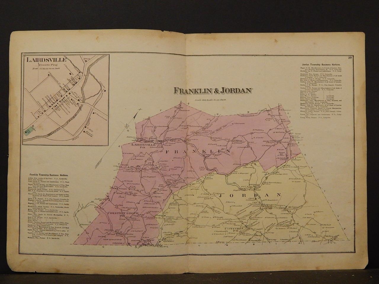 Pennsylvania, County Map, 1873 Township of Franklin & Jordan
