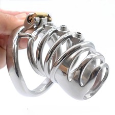 Stainless Steel Male Chastity Cage Device Men Metal Locking Belt Screw Spike NEW