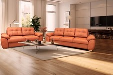 Echtleder Set Oxford Pik Sofagarnitur 3 + 2,5 Echtleder Couch Leder Farbauswahl