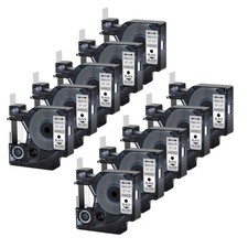 10PK 12mm Black on Silver Tape for Dymo D1 45022 LabelManager 280 300 350 420P