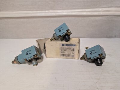 Lot of 3 Telemecanique limit switch heads: ZCK-E05 (new), ZCK-E09 (used),ZCK-E05