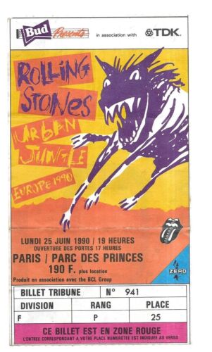 RARE / TICKET BILLET CONCERT - THE ROLLING STONES : LIVE A PARIS ( FRANCE ) 1990 - Afbeelding 1 van 2