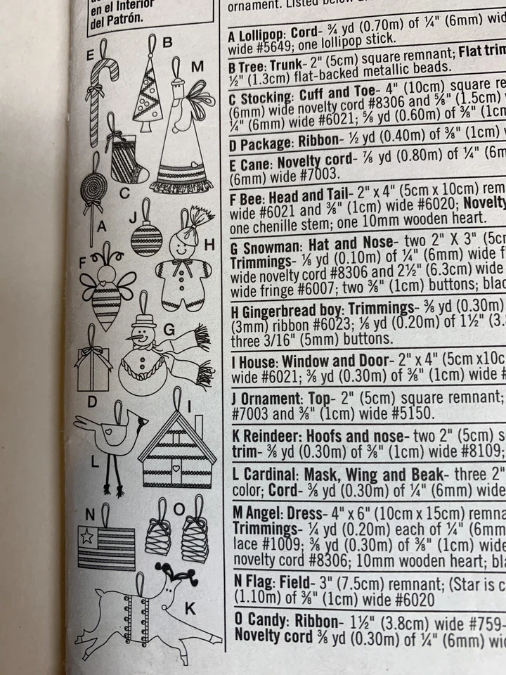 VTG Simplicity 5862 Holiday Ornament Collection- Lollipop Stocking Snowman Angel - Image 4 of 4