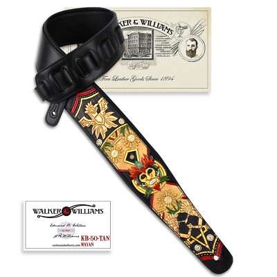 Walker & Williams KB-50-TN Multicolor Mayan Design on Natural Tan Carved Leather