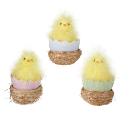 Raz Imports Easter Decor 5'' Hatched Chick in Nest Set of 3  #4103411~NEW~