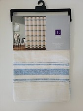 Lush Decor Blue Farmhouse Ticking Stripe Cotton Shower Curtain 72" x 72" NWT
