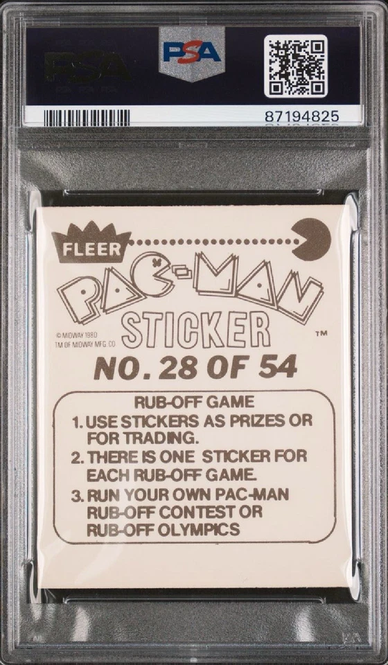 POP 1 PSA 9 RC 1980 Fleer Pac-Man Rookie 1st Edition Vintage Sticker Black Back - Image 2 of 3